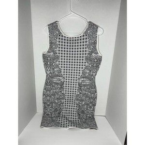 BCBGMAXAZRIA Sweater Bodycon Dress Women Large Jazmyne Tribal Jacquard V Back
